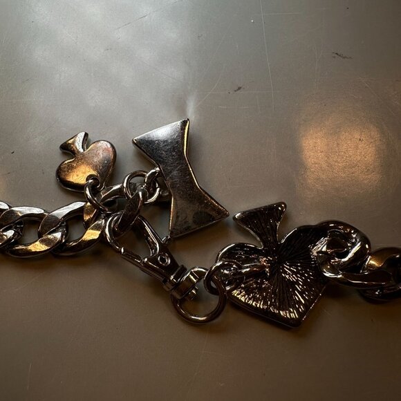 Kate Spade Belt Women New York Silver Tone Chain Statement Spade Bow Charms - Picture 8 of 16